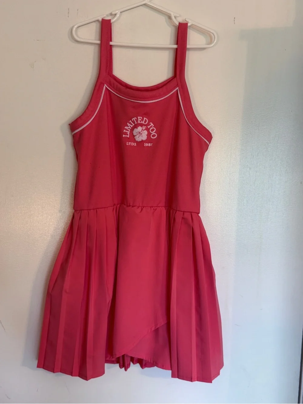Limited Too Girls Size M (10) Pink Hibiscus Active Dress | Pleated Tennis Skort
